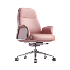 Stylish Pink Office Chair with Sleek Chrome Base Isolated