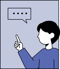 Person interacting with digital content speech bubble communication concept vector