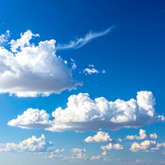 Beautiful blue sky with fluffy white clouds