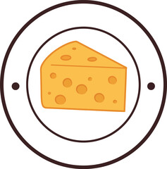 Swiss cheese slice icon emblem delicious food dairy product vector