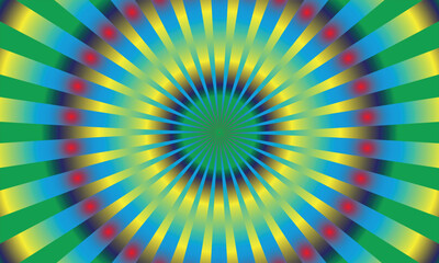 Vector art of vibrant psychedelic radial burst of colors and light