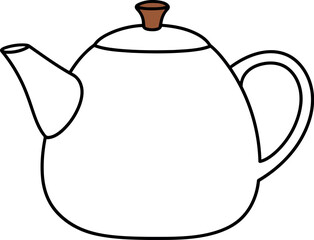 Cozy white teapot simple line art illustration vector