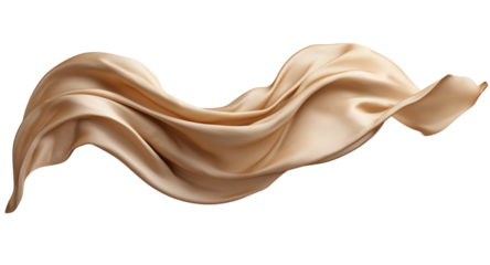 Flowing Beige Silk Fabric isolated on a transparent background