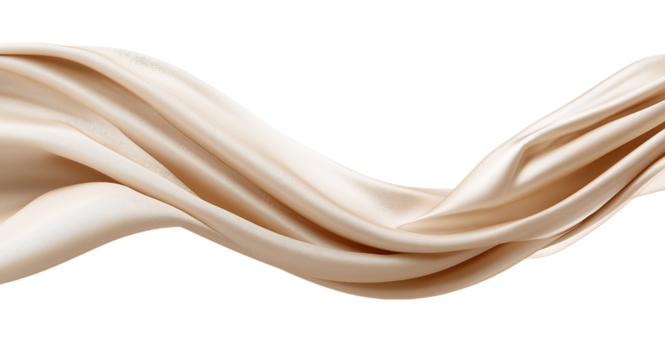 Beige Silk Fabric Flowing isolated on a transparent background