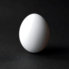 Single White Egg on Dark Background.