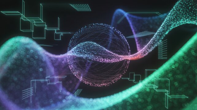 Abstract Digital Waveform and Geometric Shapes particles
