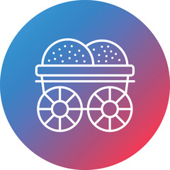 Wood Cart Line Gradient Circle Background Icon