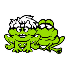 2 frogs couple female male toads funny in love Cute Drawing