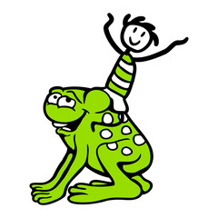 2 friends frog boy riding team toad funny rider cute drawing