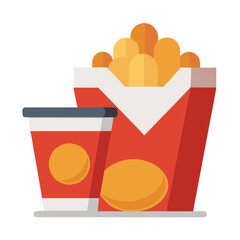 Flat vector art of chicken nuggets and drink fast food