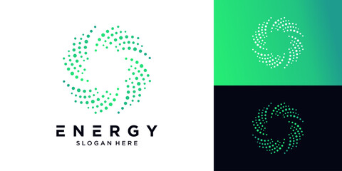 Abstract energy logo design with circular dotted swirl pattern