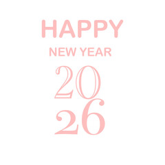 Minimalist Happy New Year 2026 Vertical Greeting in Soft Pink Peach Typography