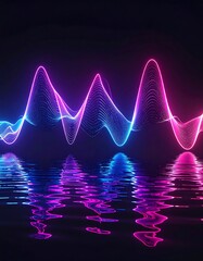 Abstract Neon Wave Reflections.
