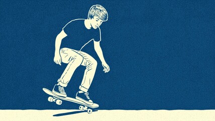 Boy Skating on a Skateboard