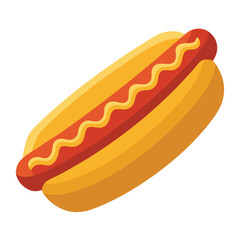 Simple vector hot dog with mustard on white background