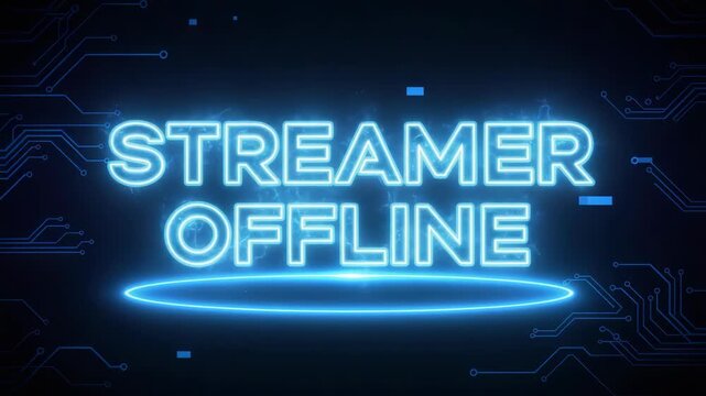 Streamer offline neon sign glowing with blue hue. Streamer offline announcement in glowing neon text, perfect for digital broadcasts and gaming channels. - Powered by Adobe