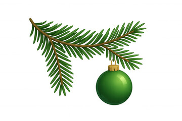 Christmas ornament hanging from a festive pine branch, holiday season decoration with transparent background