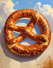 Close-up of a pretzel against a sky backdrop