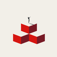 Businesswoman Celebrating Victory on a Podium. Business Success, Achievement, and Leadership Concept.