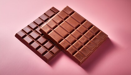 Milk Chocolate Bar On Soft Pink Background