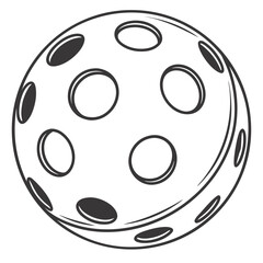 Pickleball ball vector illustration for sports equipment and game design element with round holes and outline style