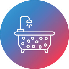 Bathtub Line Gradient Circle Background Icon