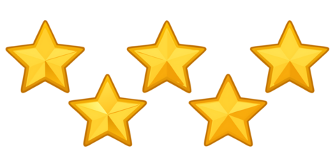 golden five star rating five shiny isolated on white background, png, ai generated