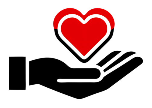 heart in hand flat icon isolated on white background, png, ai generated