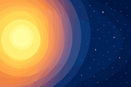 To left right into starry gradients sun midnight blue illustration vector sunset