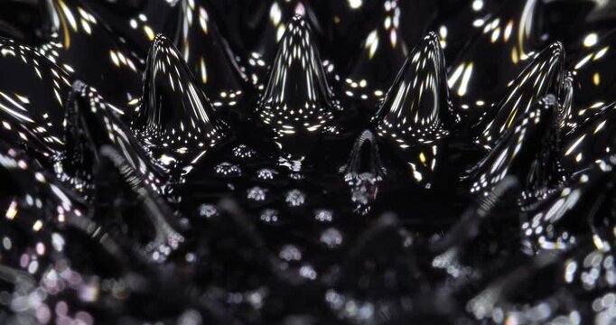 Magnetic fluid. Ferrofluid. Black liquid surface. Abstract background.