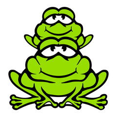 Frog Child Family Father Mother Piggyback Dad Mom Drawing