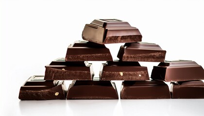 Isolated Stack Of Dark Chocolate Pieces