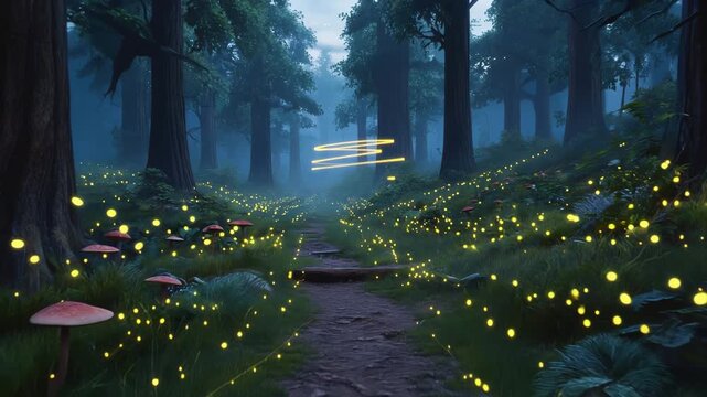 Epischer Fantasie-Wald mit mystischer Atmosph&auml;re und magischem Licht