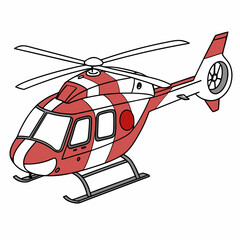 Red and white striped helicopter illustration against a plain white backdrop