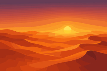 Obraz premium Horizon vector tones illustration gradient dunes desert shifting across sunset