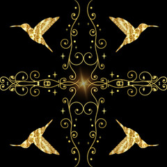 golden stars on black background