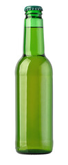 Green glass beer bottle with metal cap