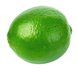 Whole lime fruit with green peel, transparent background