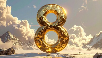 Obraz premium Golden Number Eight in Sky.