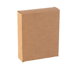 Brown cardboard packaging box on transparent background