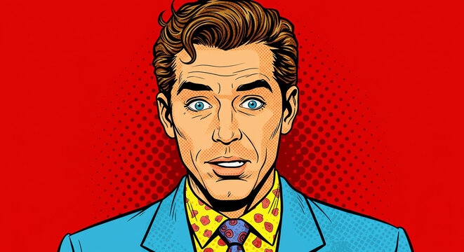 Man with surprised expression and pop art style