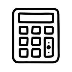 Calculator Icon: A minimalist icon of a classic calculator, perfect for illustrating finance, calculation, or business concepts. Clean lines, balanced composition, and immediate recognizability.