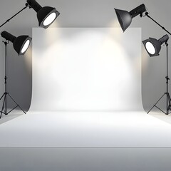 Studio Setup for Photography with Bright White Background Lighting