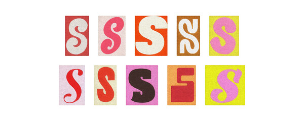 Assorted letter S glyphs, uppercase and lowercase, clear PNG set

