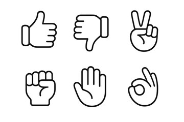Various hand gestures representing different meanings for communication and expression