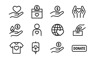 Symbols of charity and support for donation campaigns and fundraising efforts