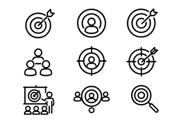 Symbols of focus and collaboration in a target oriented approach to group dynamics and personal goals in a minimalist design