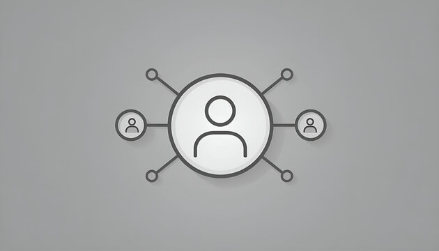 Central User Icon Connected to Network Hub for Social Communication