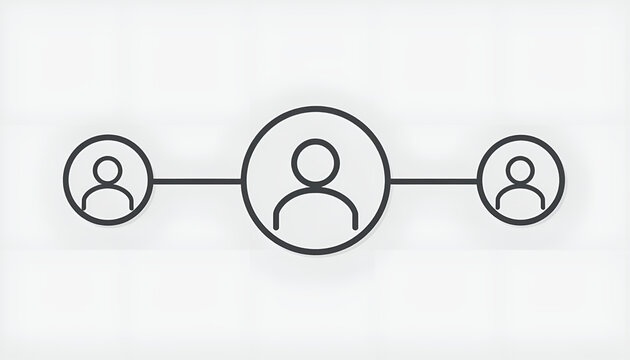 Minimalist User Network Icon for Social Connection and Structure
