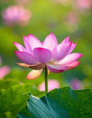 Beautiful pink lotus flower in bloom